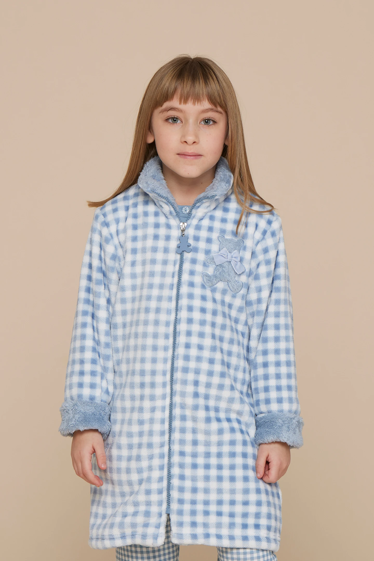 Vestaglia bambina coral orso vichy