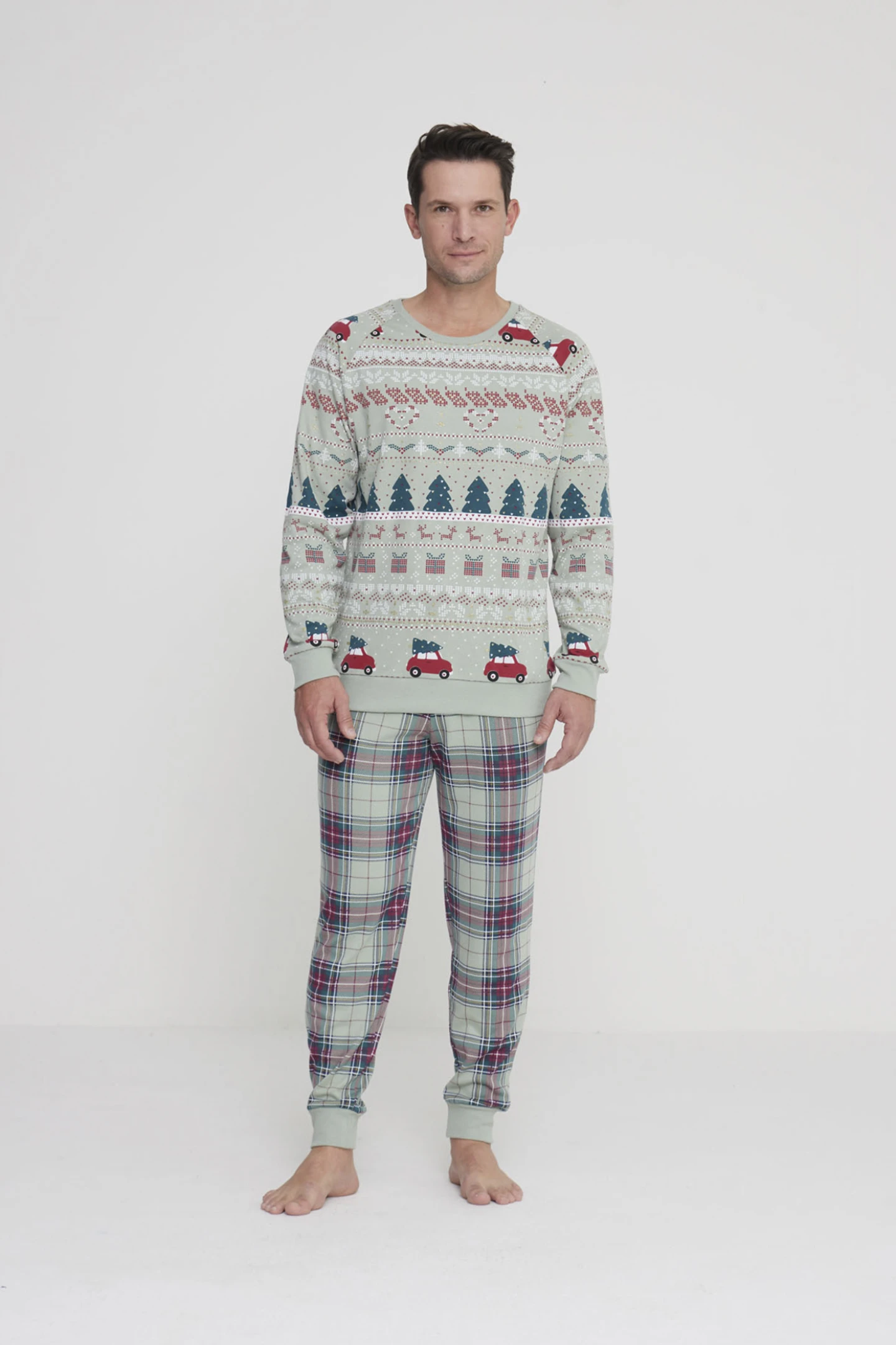 Pigiama uomo winter car in caldo cotone girocollo