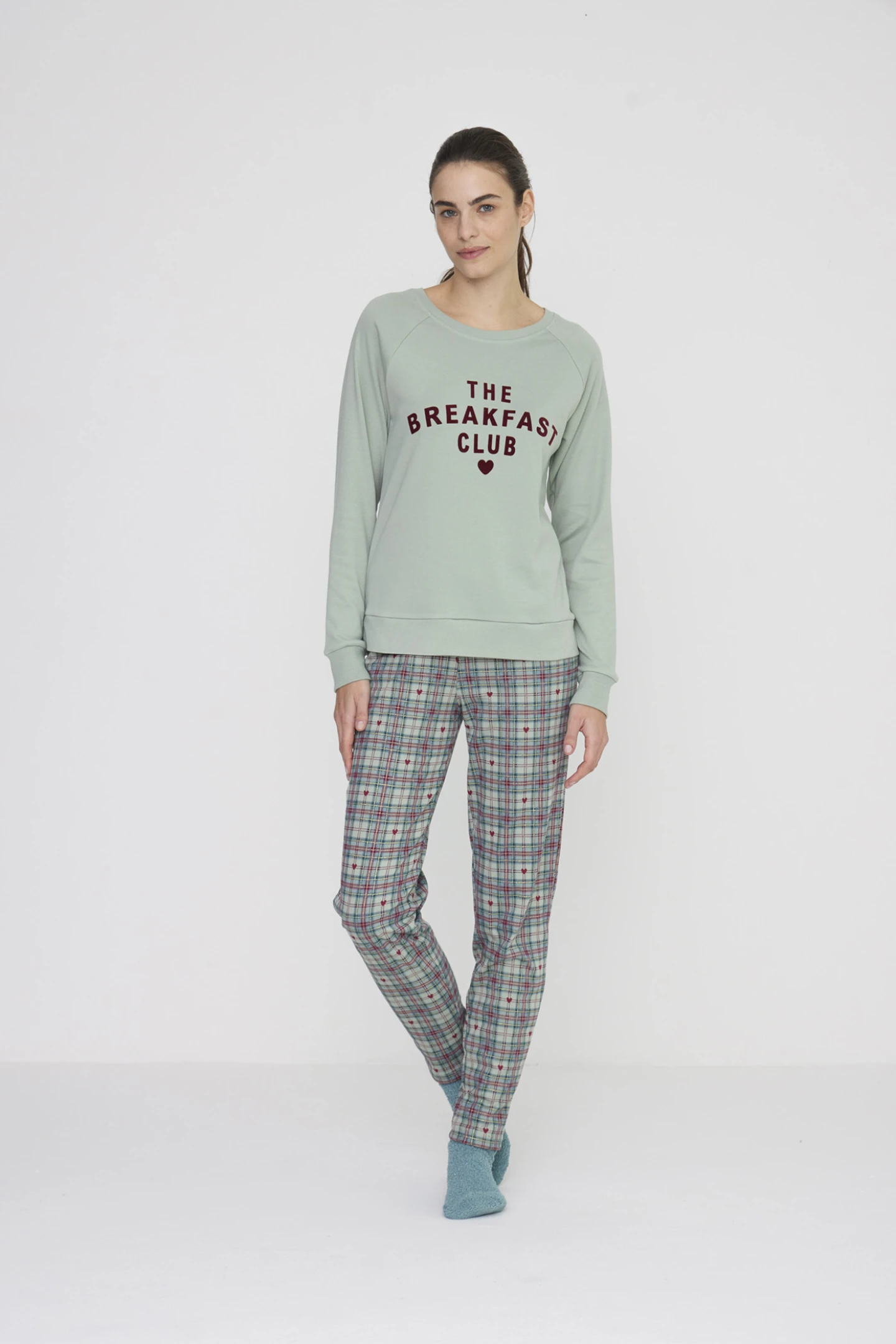 Pigiama donna breakfast in caldo cotone girocollo