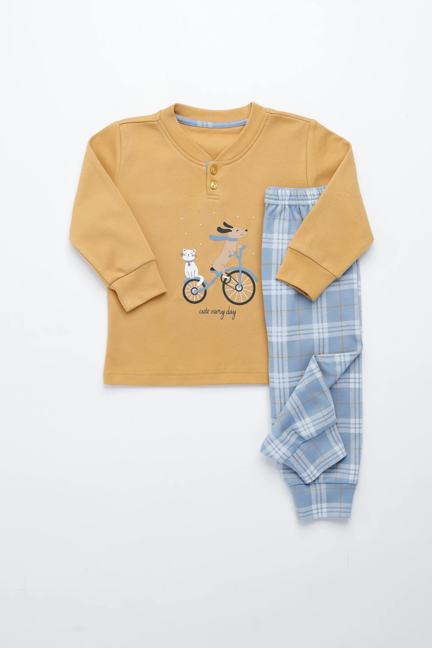 Pigiama neonata/o yuppie in caldo cotone con collo due bottoni