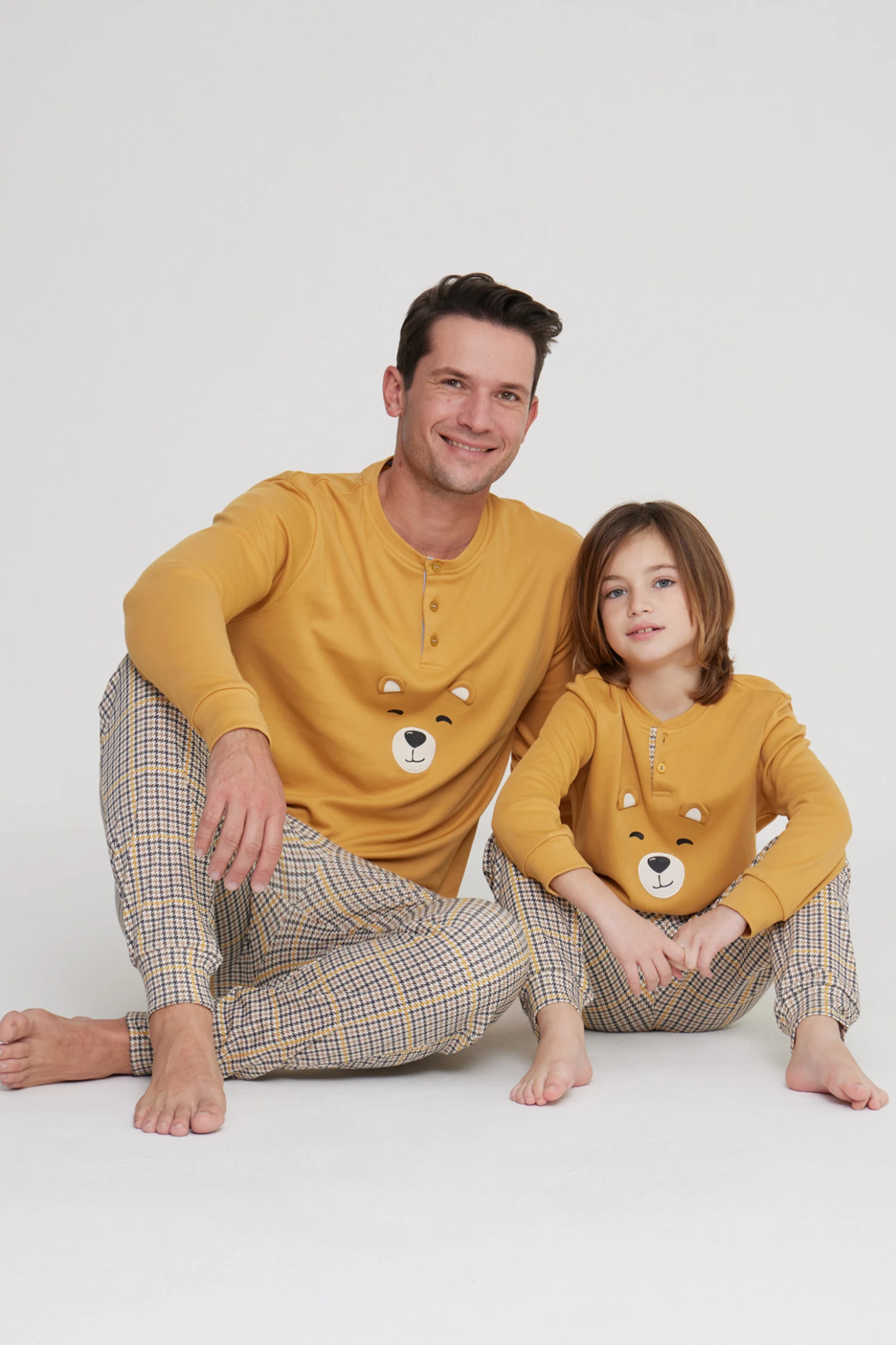 Pigiama uomo bear in caldo cotone con collo tre bottoni