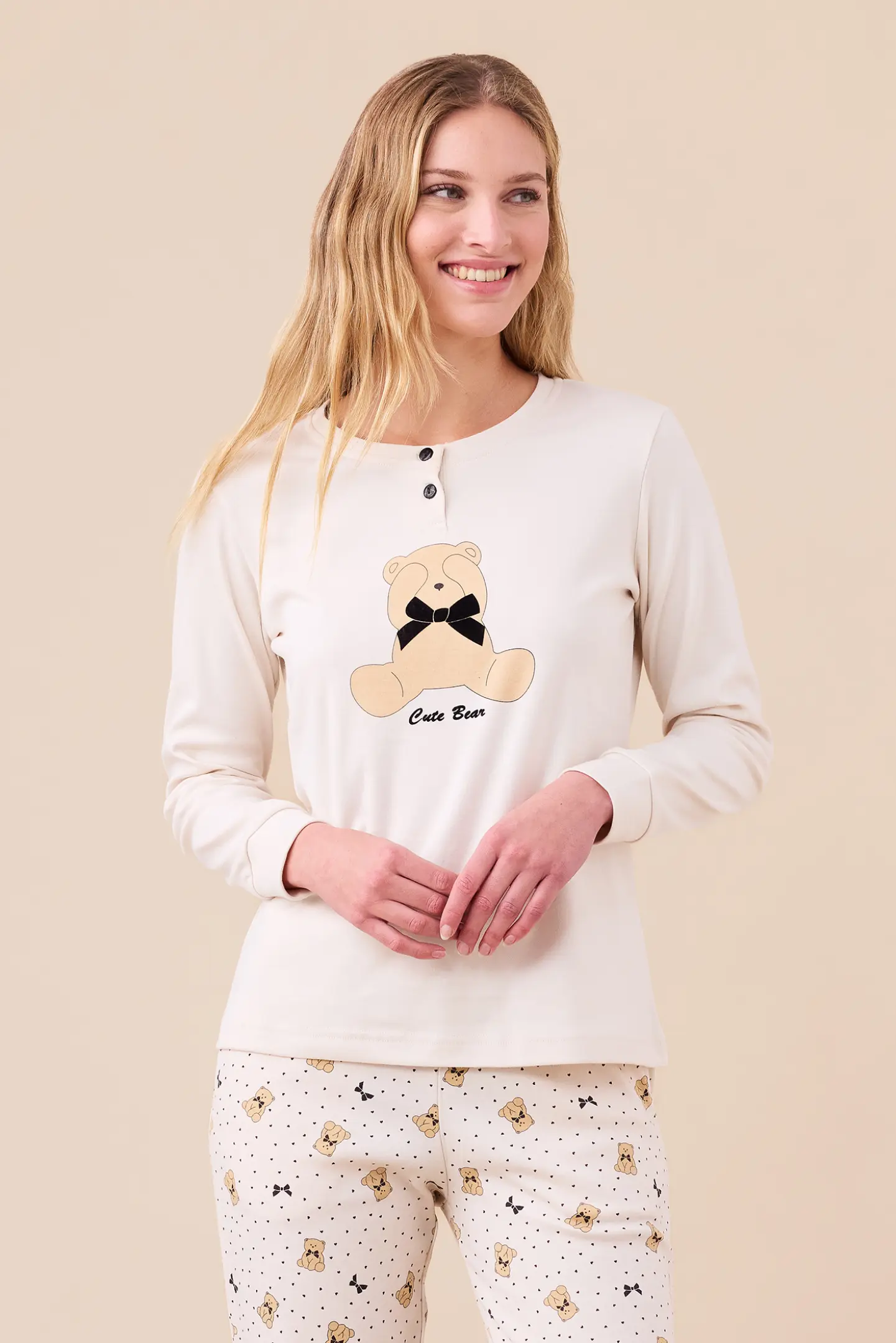 Pigiama donna invernale in caldo cotone articolo orso.