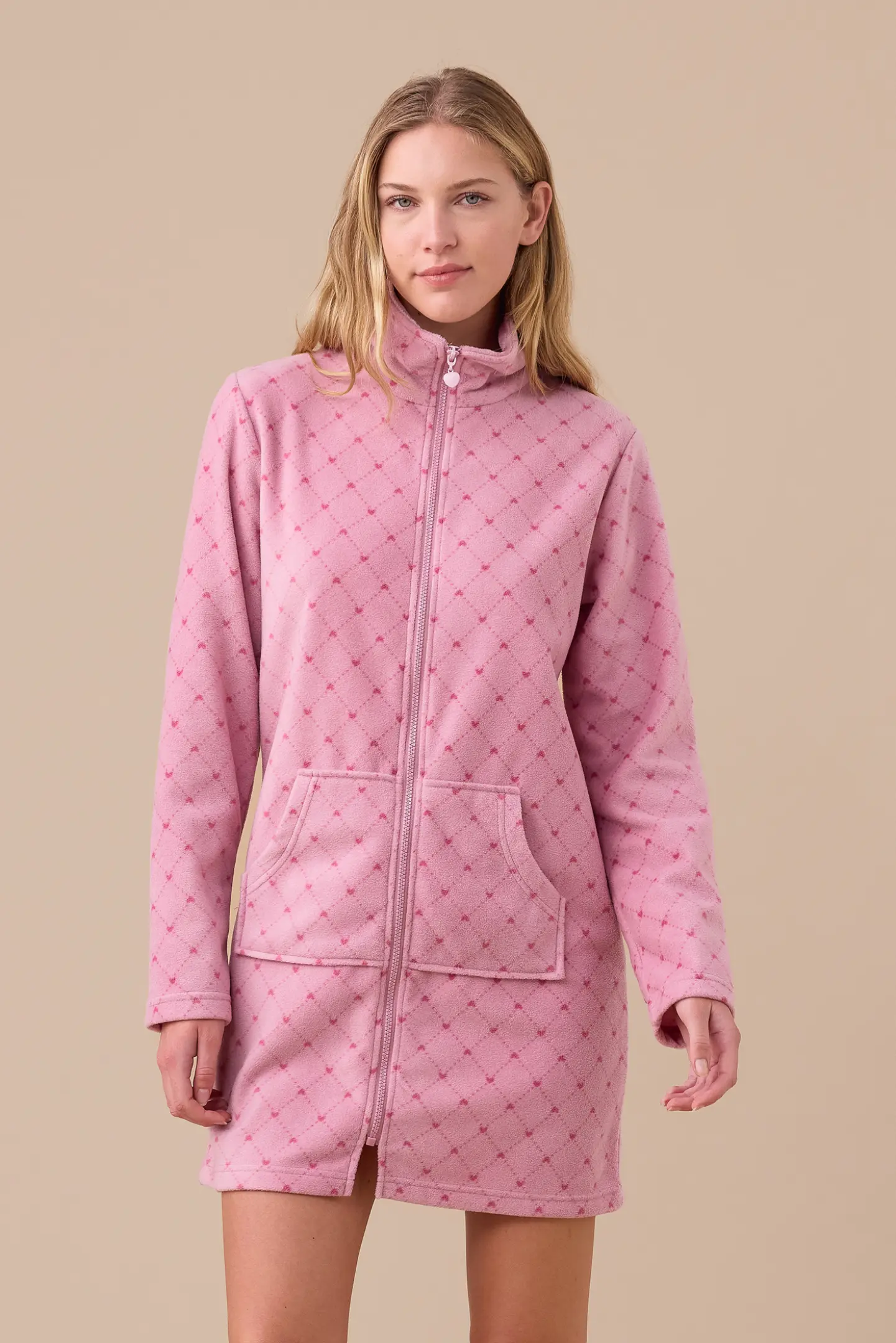 Vestaglia donna in micropile con zip articolo cuore.