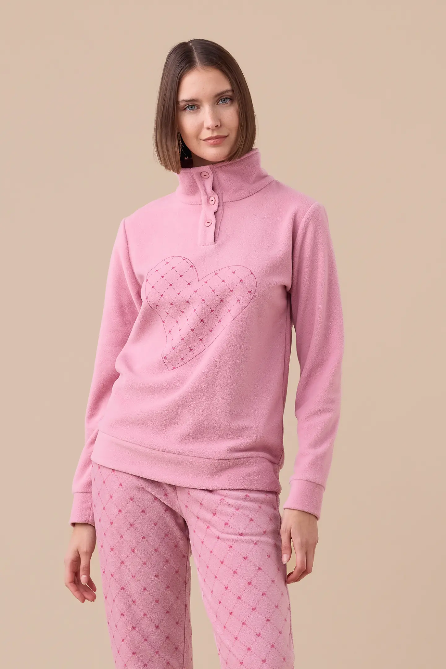 Pigiama donna Biancaluna punto milano con polsini 25043 rosa
