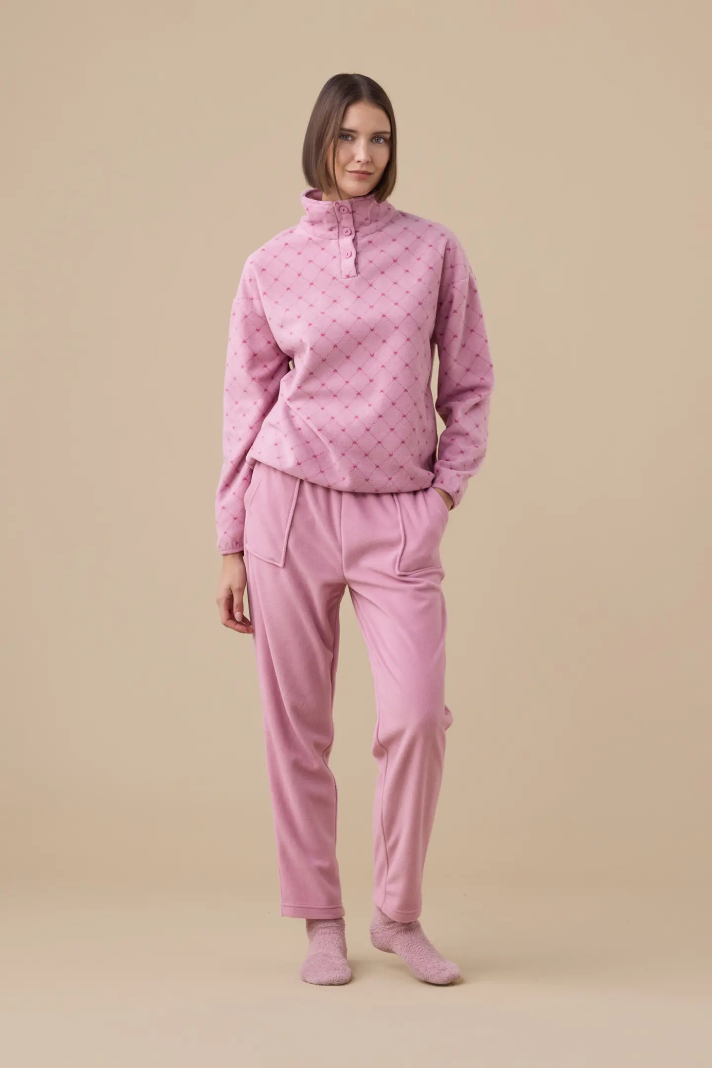 Pigiama donna in micropile articolo cuoricini.