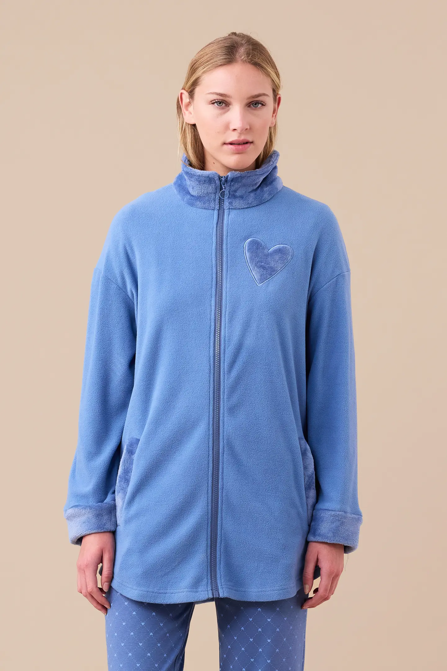 Vestaglia donna in micropile articolo cuore.