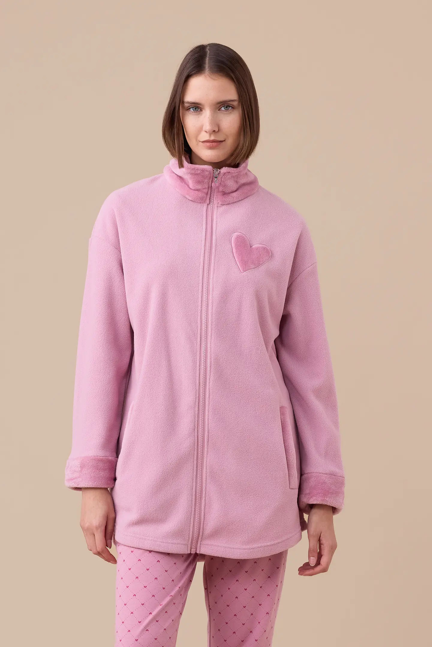 Vestaglia donna in micropile articolo cuore.