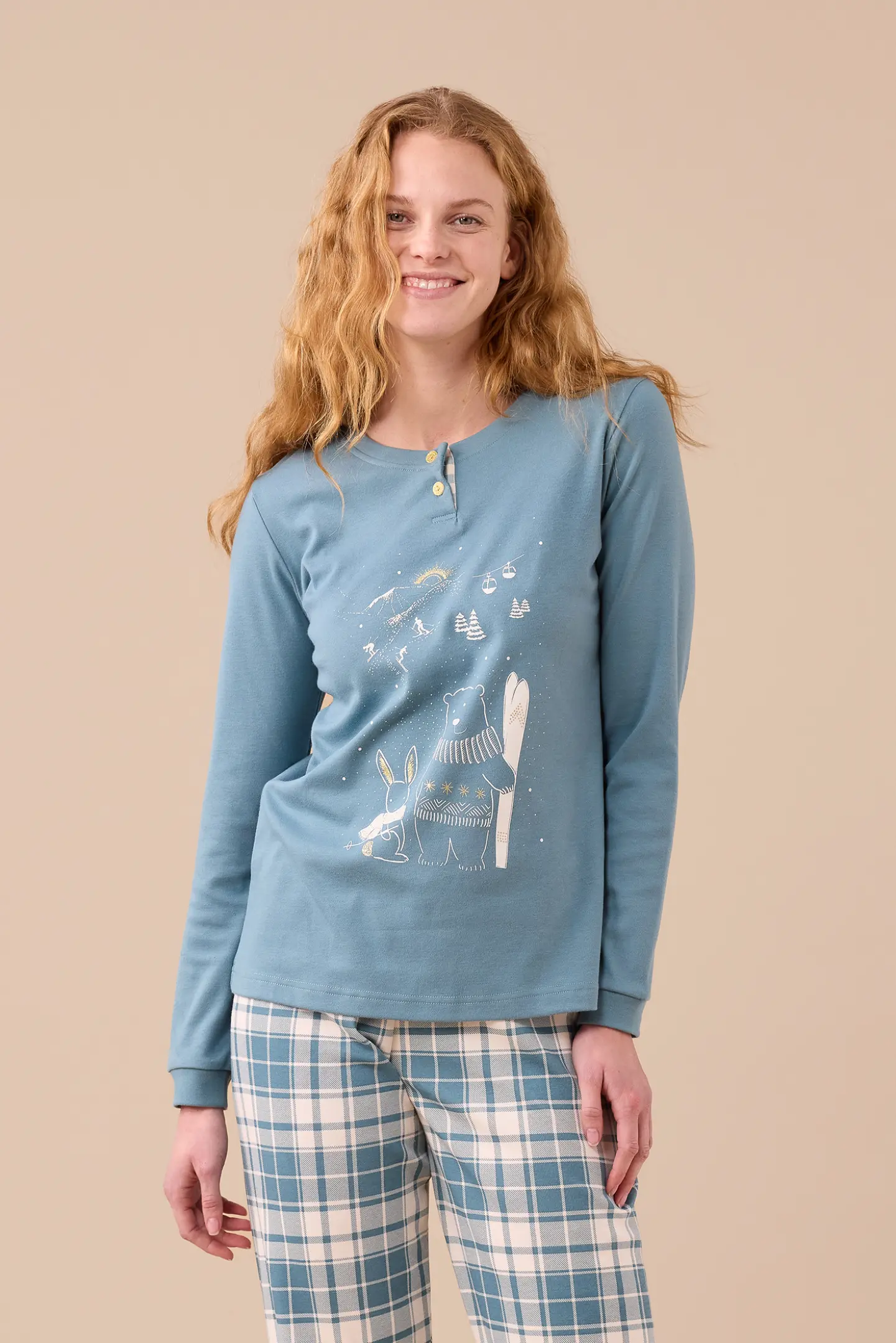 Pigiama donna invernale caldo cotone articolo neve.