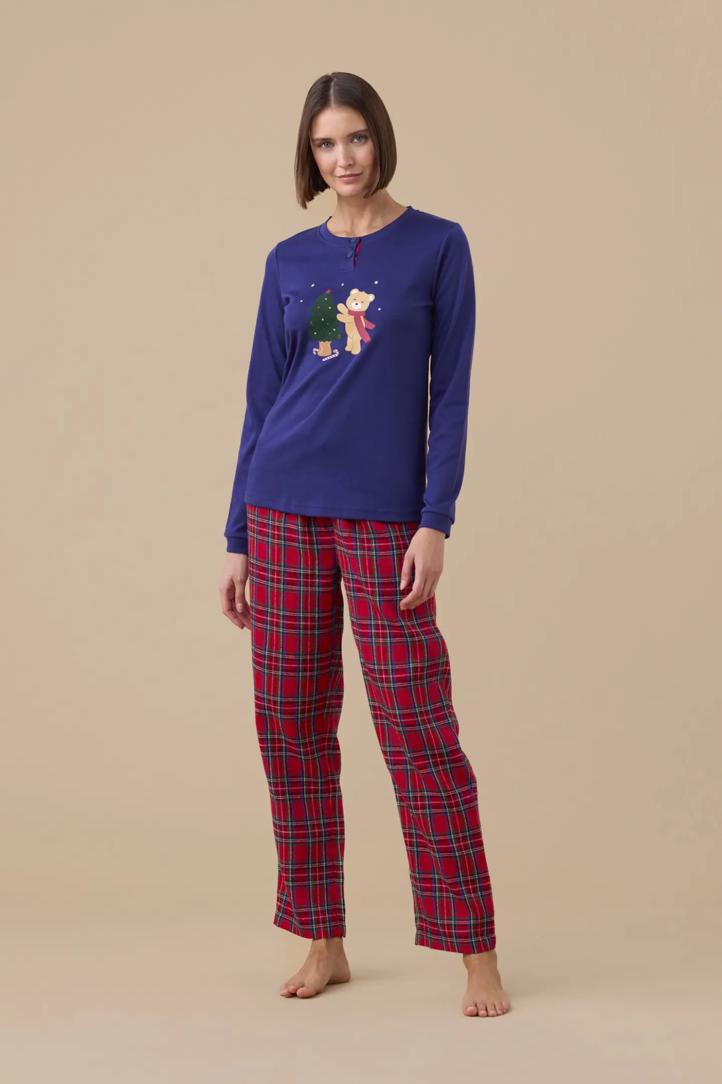 Pigiama donna caldo cotone articolo christmas tree.