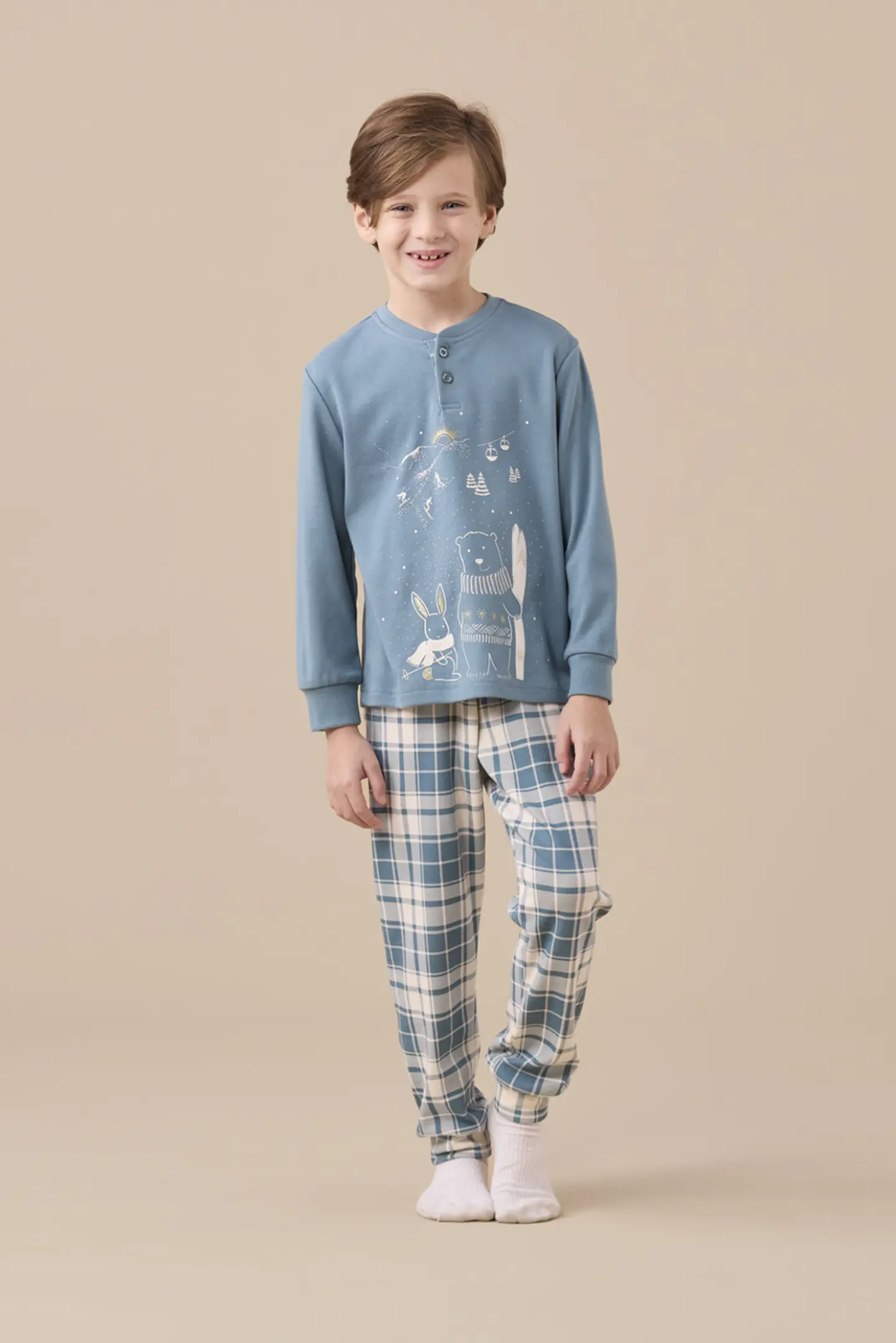 Pigiama bambina caldo cotone articolo snow.