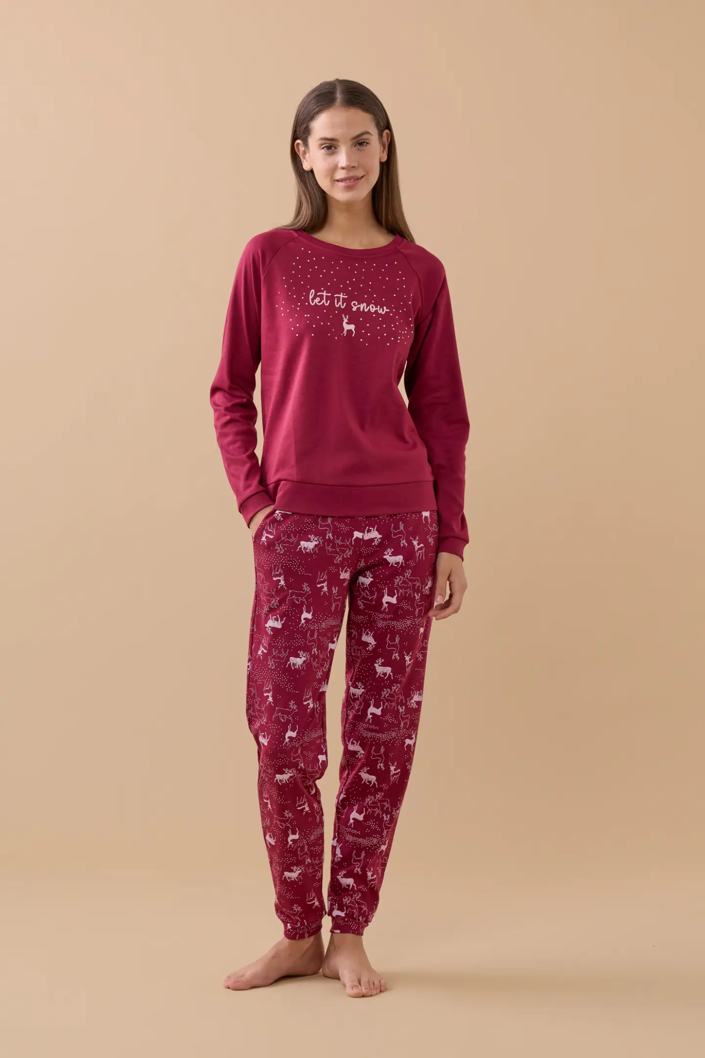 Pigiama donna caldo cotone articolo snow.