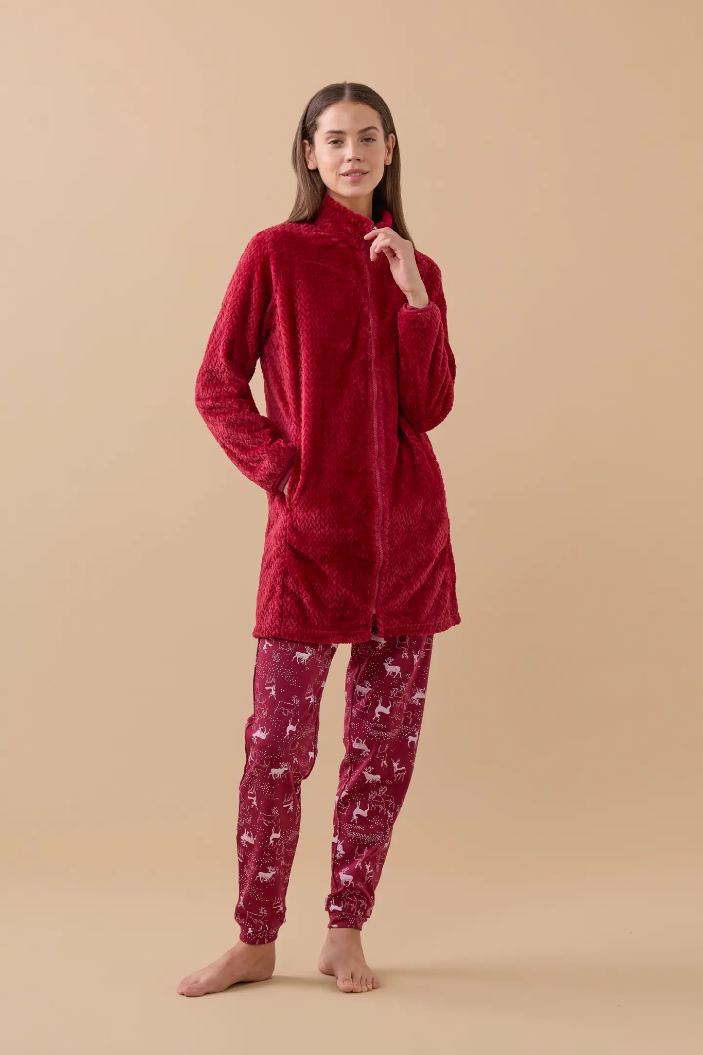 Vestaglia donna invernale in coral articolo unito.