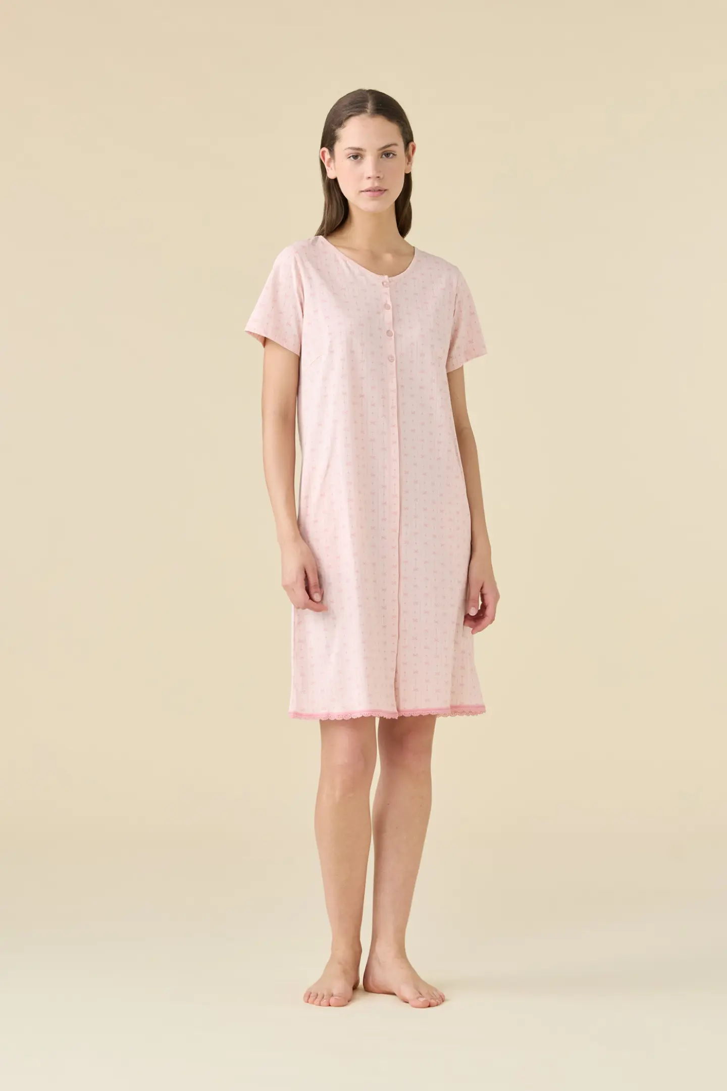 Camicia da notte donna estiva in cotone articolo romantic.