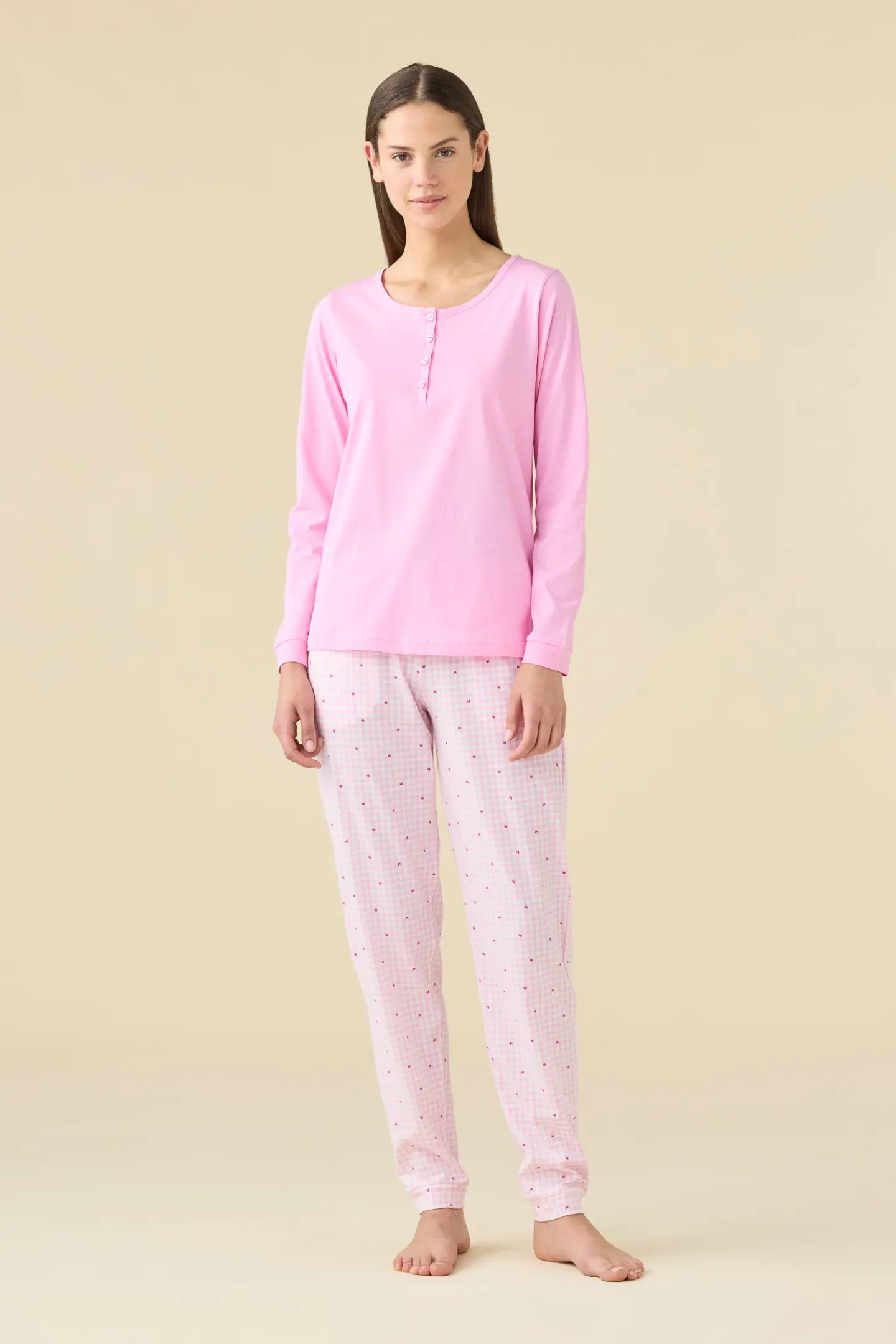 Pigiama donna estivo in cotone articolo vichy heart.
