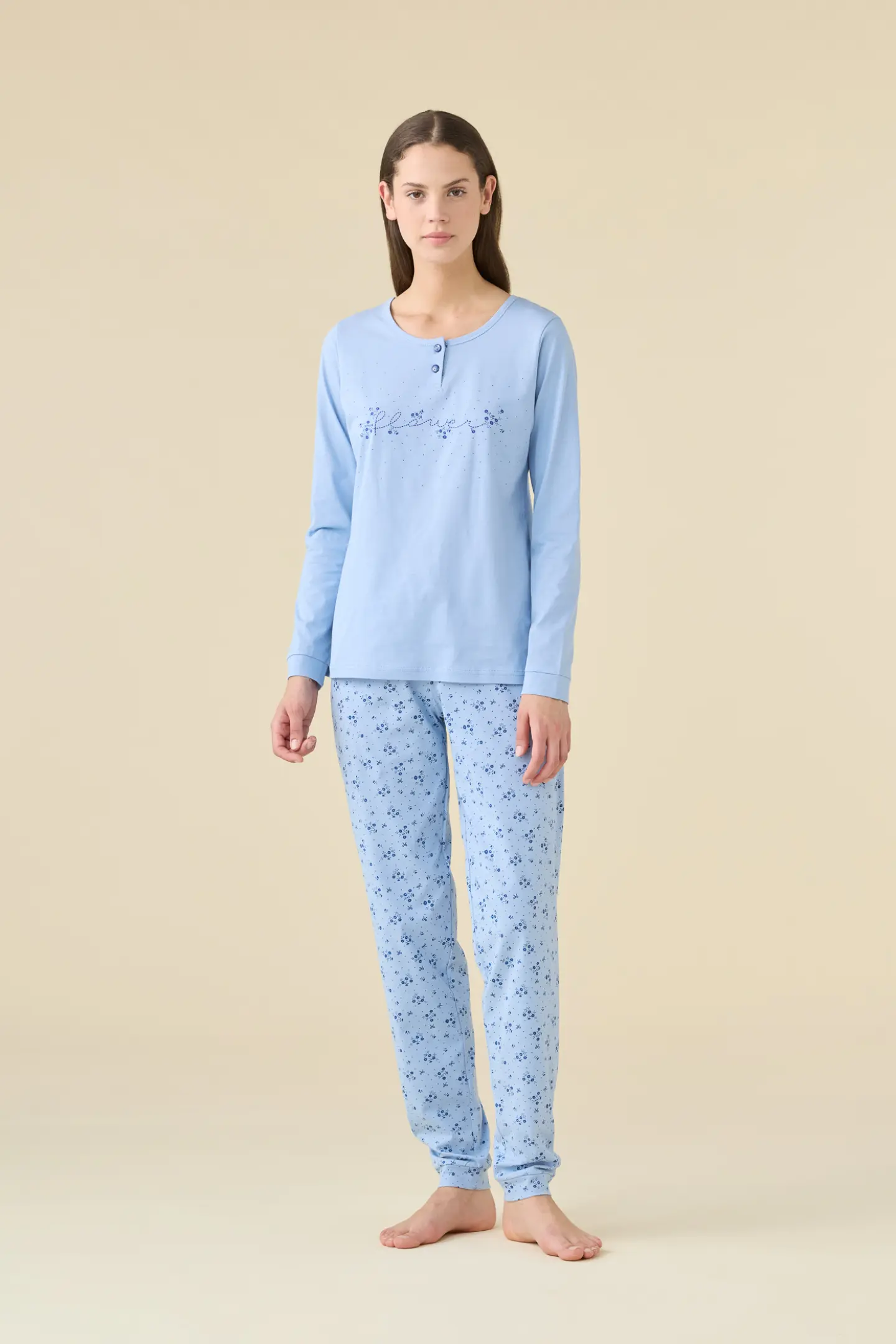 Pigiama donna estivo in cotone articolo flower.