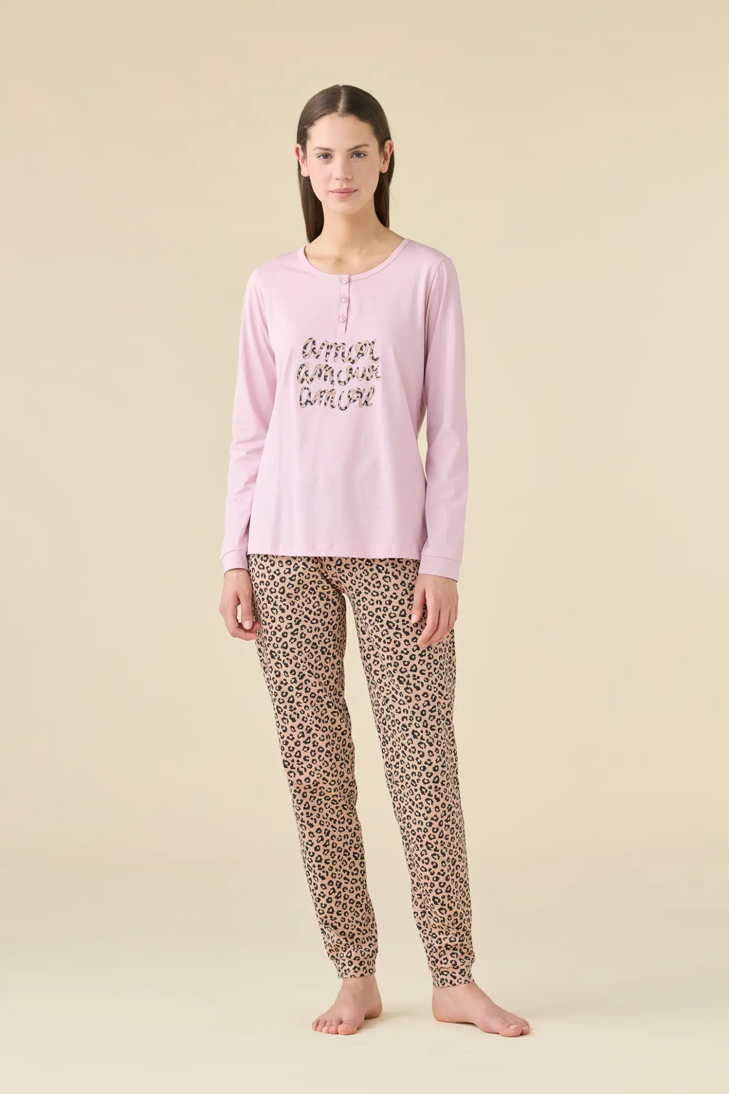 Pigiama donna estivo in cotone articolo animalier.