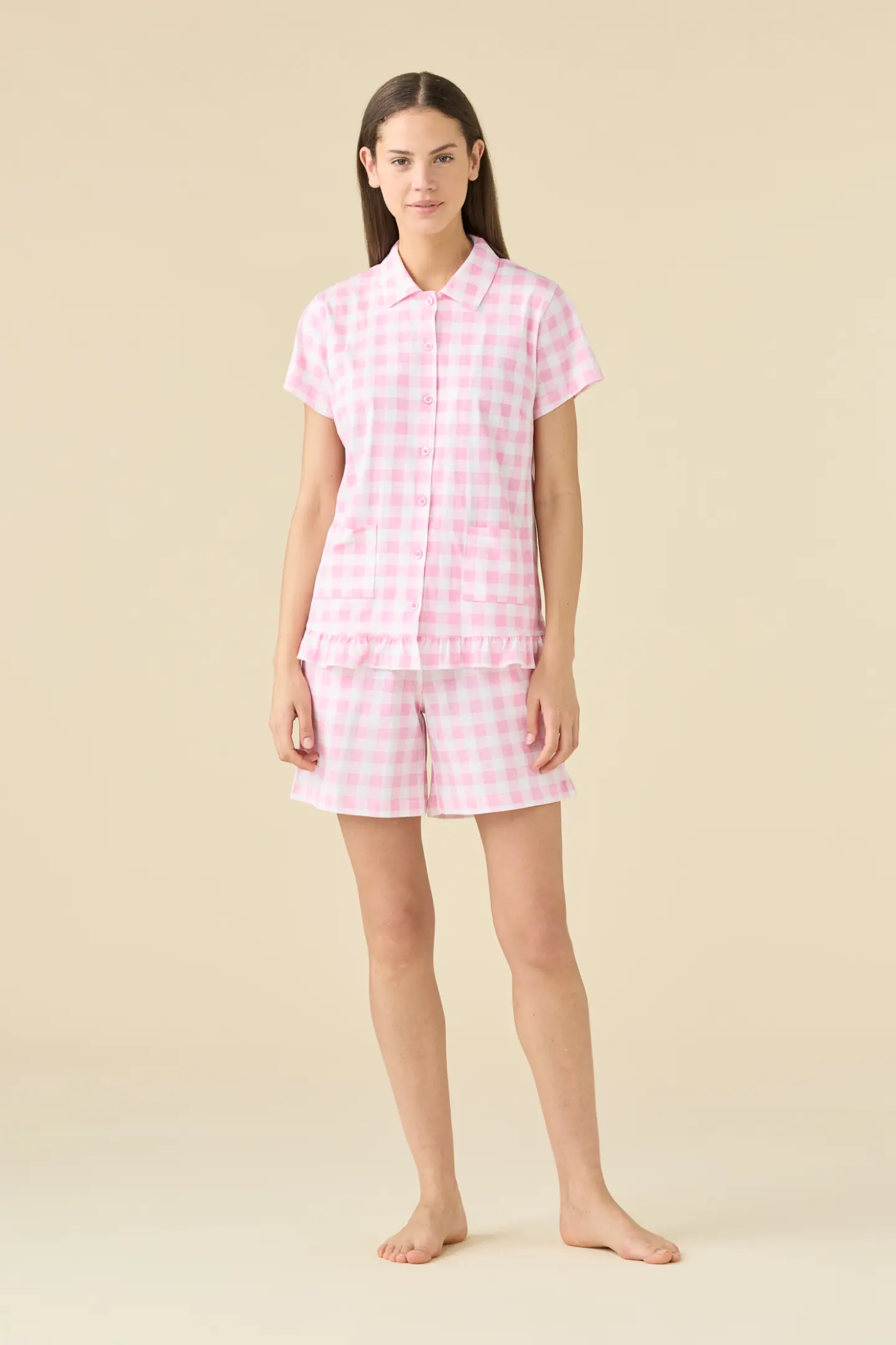 Pigiama donna estivo in cotone articolo vichy heart