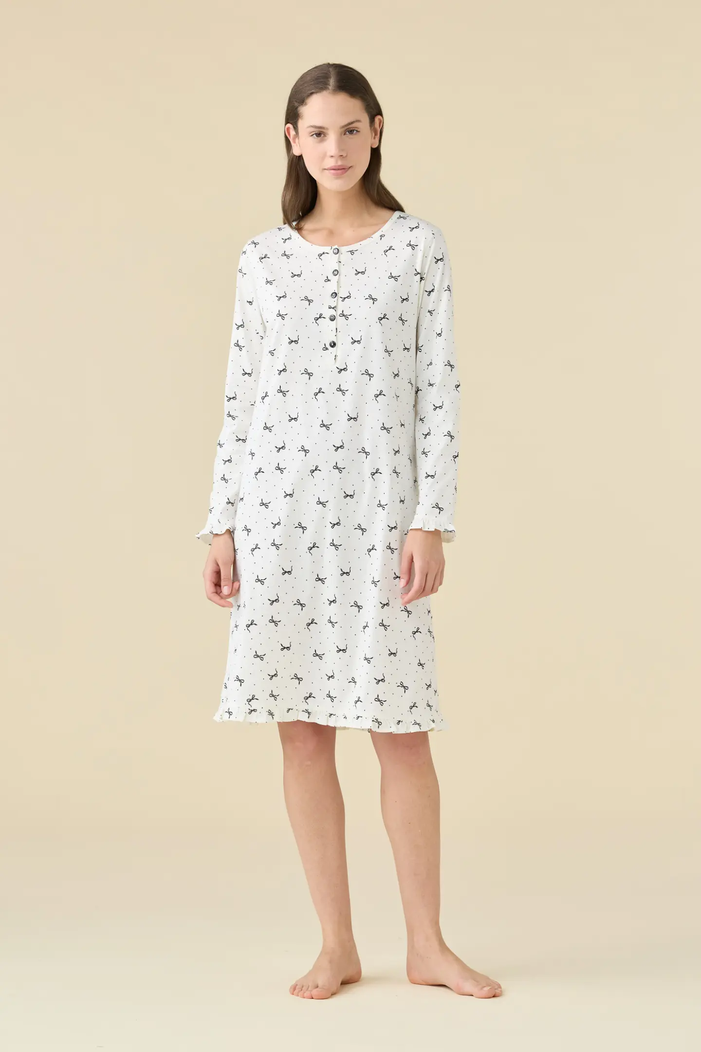 Camicia da notte donna estiva in cotone articolo cherie.
