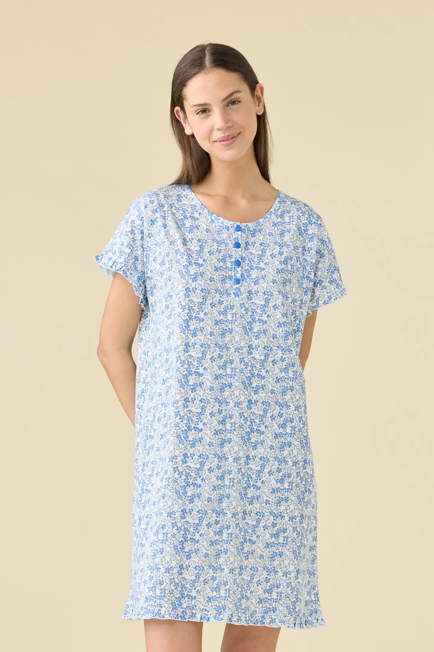 Camicia da notte donna estiva in cotone articolo bloom.