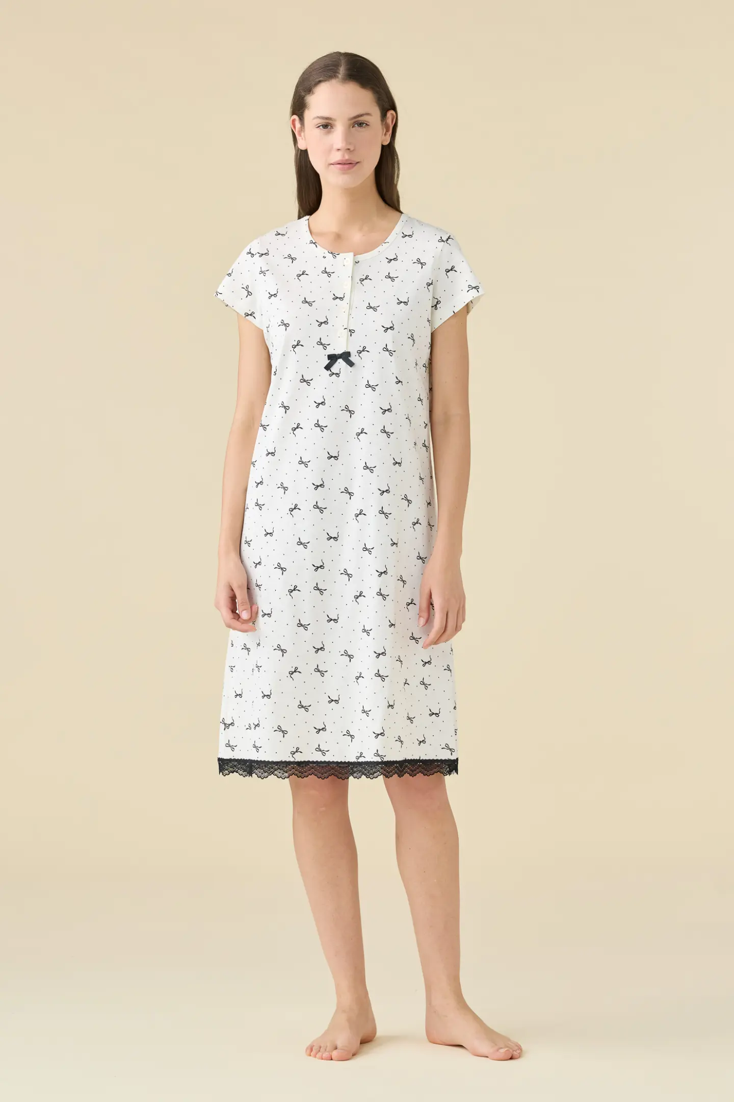 Camicia da notte donna estiva in cotone articolo cherie.