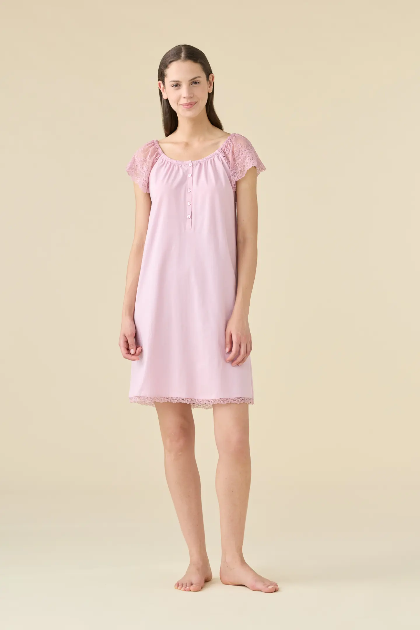 Camicia da notte donna estiva in cotone articolo unito.