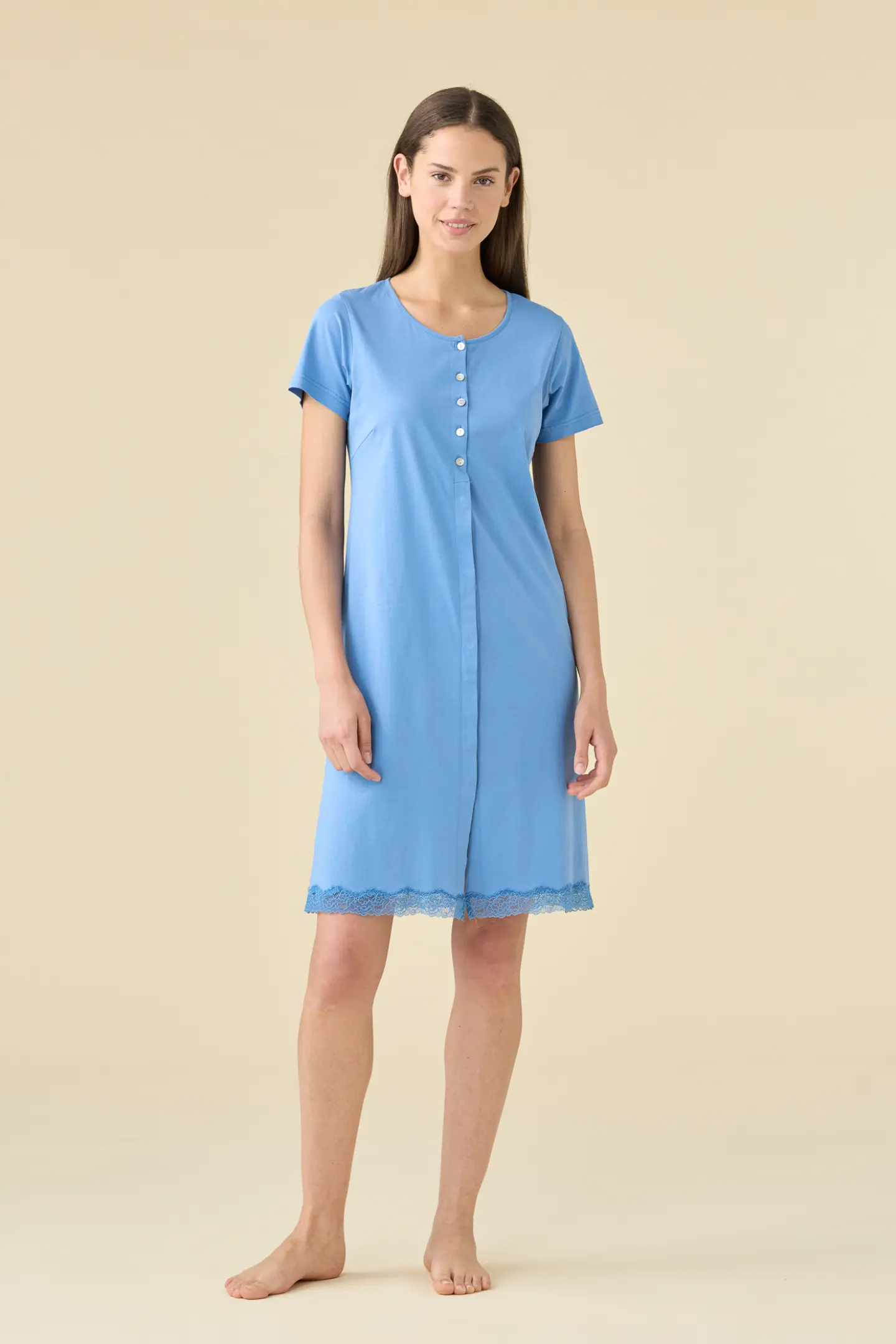 Camicia Da Notte Camille In Cotone 100% - Leggera, Estiva Con Stampa Gelato Rosa, Taglia 42/44, Per Un Sonno Comodo E Fresco