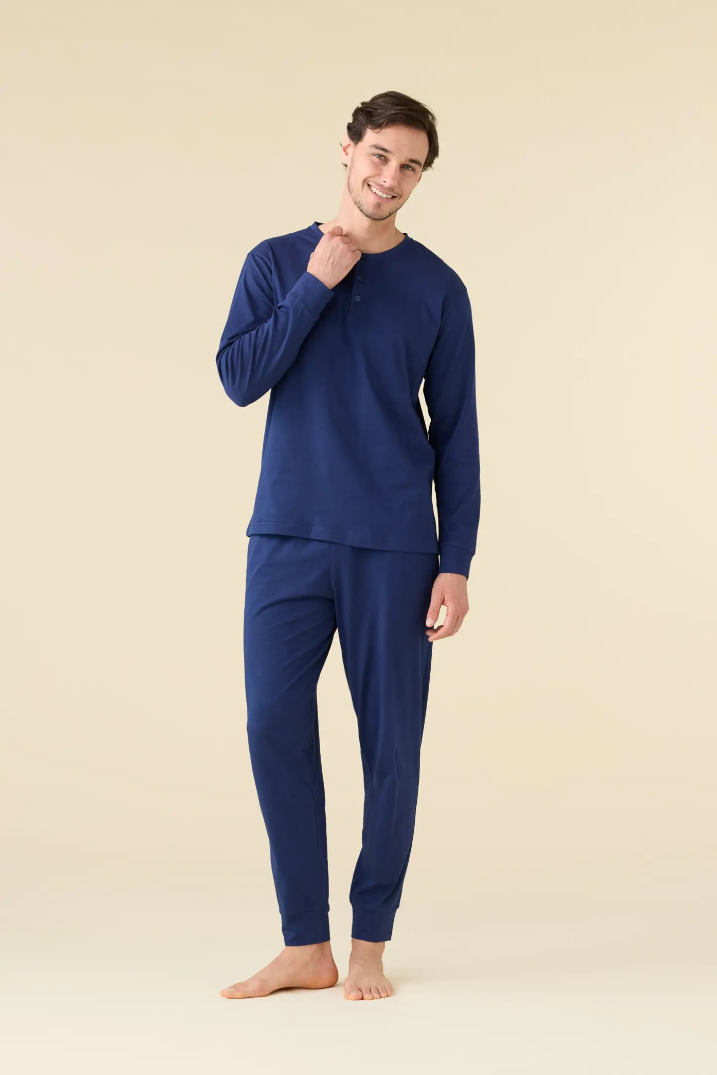 Pigiama uomo estivo in cotone articolo navy dot.