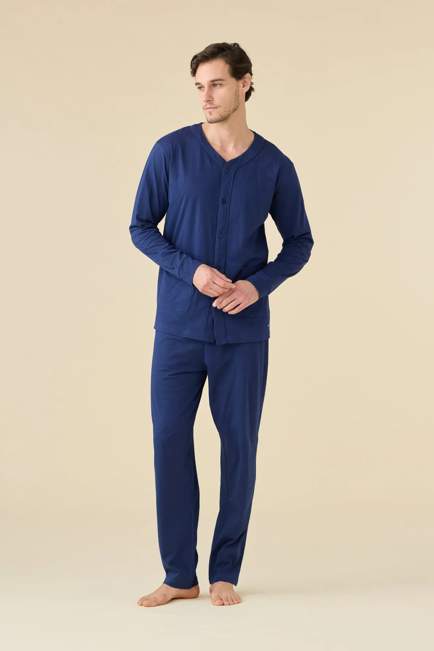 Pigiama uomo estivo in cotone articolo navy dot.