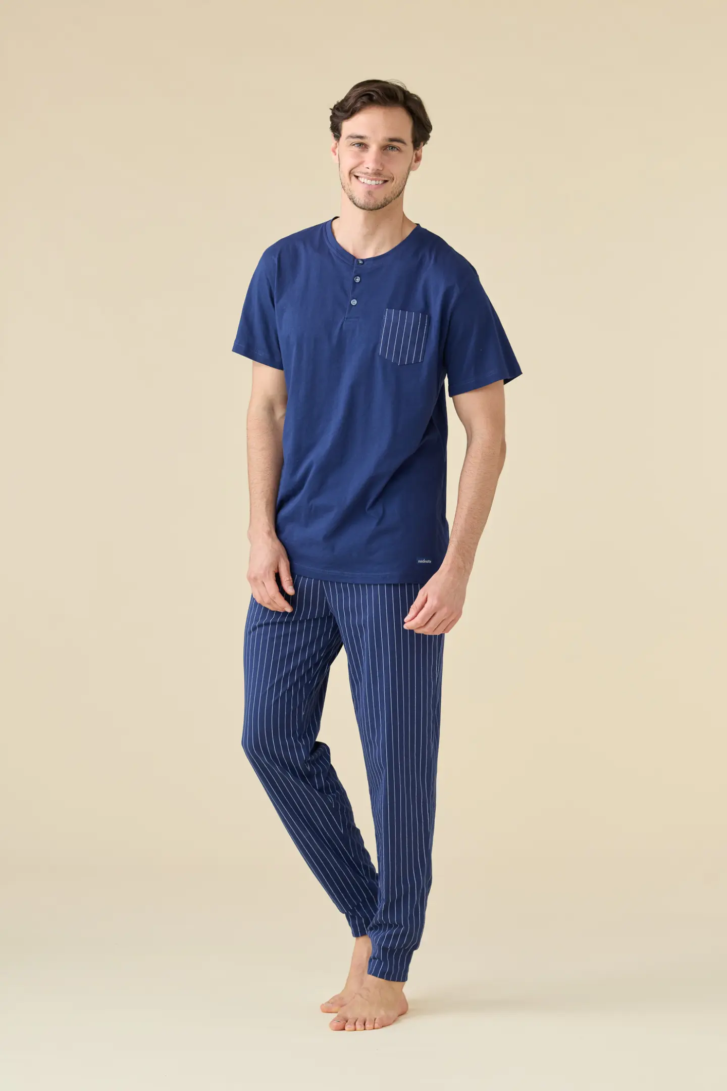 North East Pigiama Uomo 3 Pezzi – Set Notte Con T-Shirt E Pantaloni Corti E Lunghi, Taglie M-XXL