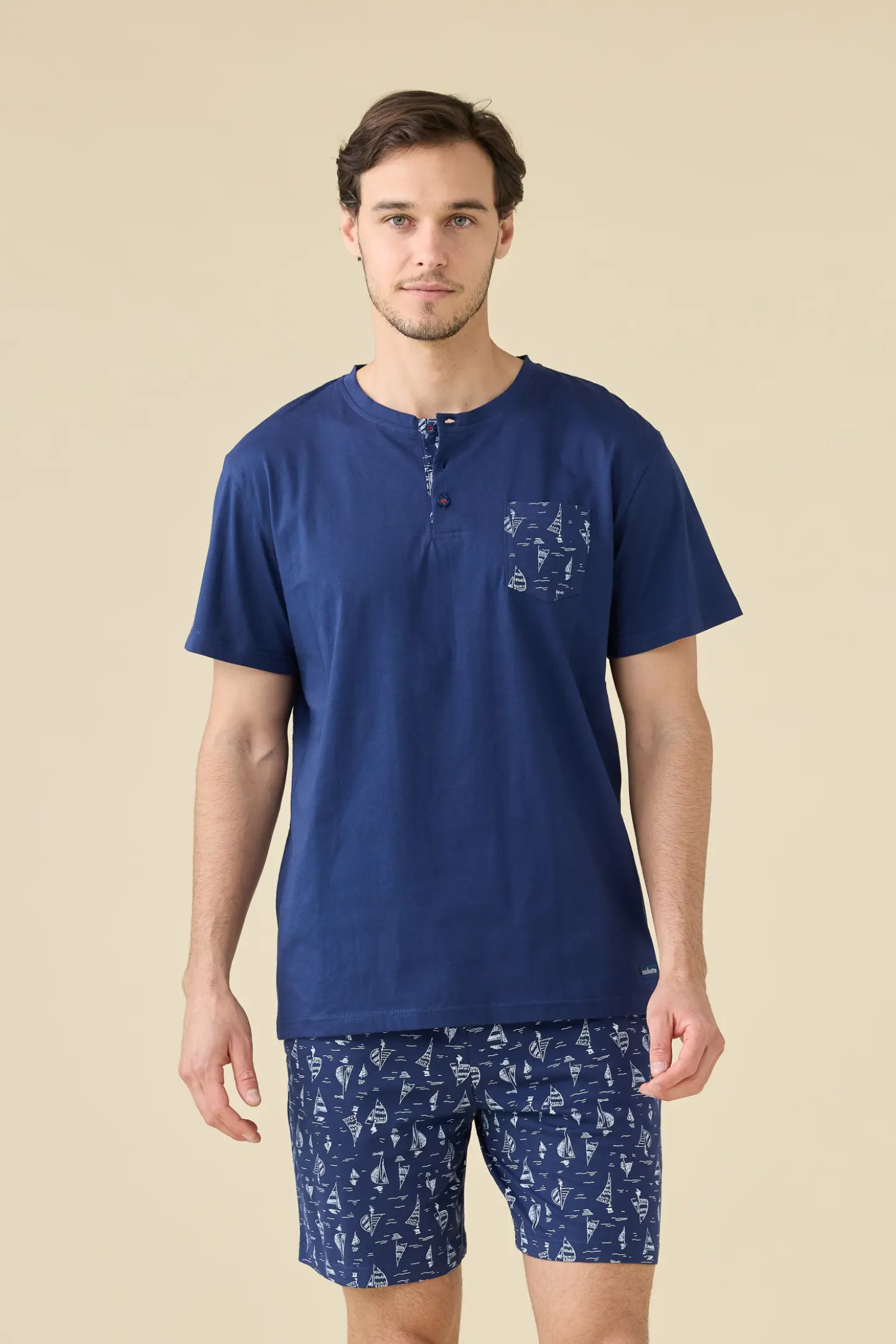 Aseniza Pigiama Uomo Invernale Cotone Lungo Bottoni Maniche Lunghe Pantaloni Lunghi Set Due Pezzi Pigiama Leggero Casual Blu XL