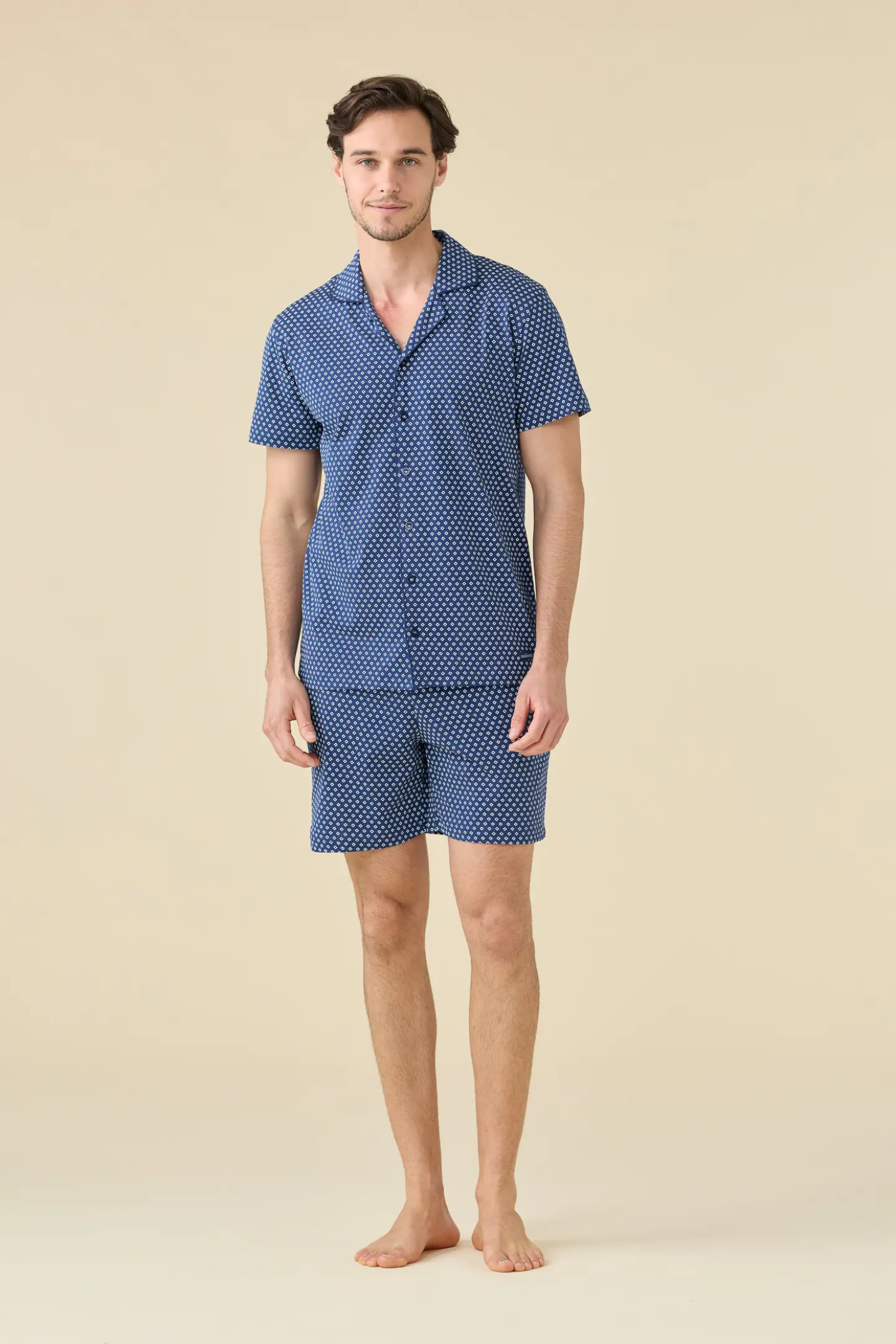 Pigiama uomo estivo in cotone articolo navy dot.